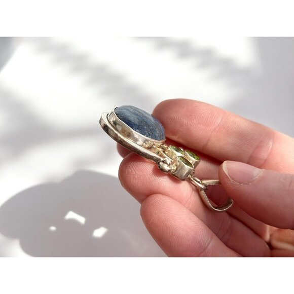 Lapis Lazuli Peridot Semi-Precious Sterling Silver Southwest 925 VintagePendant - Picture 8 of 10